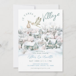 Es braucht eine Village Stork Winter Baby Dusche Einladung