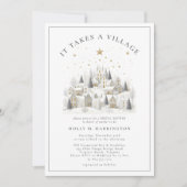Es braucht eine Village Winter Baby Dusche Einladung (Vorderseite)