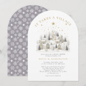 Es braucht eine Village Winter Baby Dusche Einladung (Vorne/Hinten)