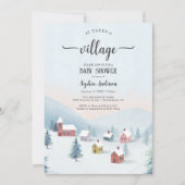 Es braucht eine Village Winter Baby Dusche Einladung (Vorderseite)