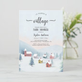 Es braucht eine Village Winter Baby Dusche Einladung (Stehend Vorderseite)