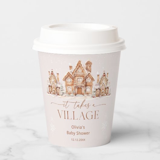 Es braucht eine Village Winter Baby Dusche Pappbecher (Vorderseite)