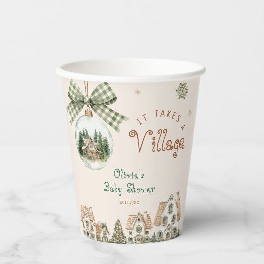 Es braucht eine Village Winter Baby Dusche Pappbecher (Vorderseite)