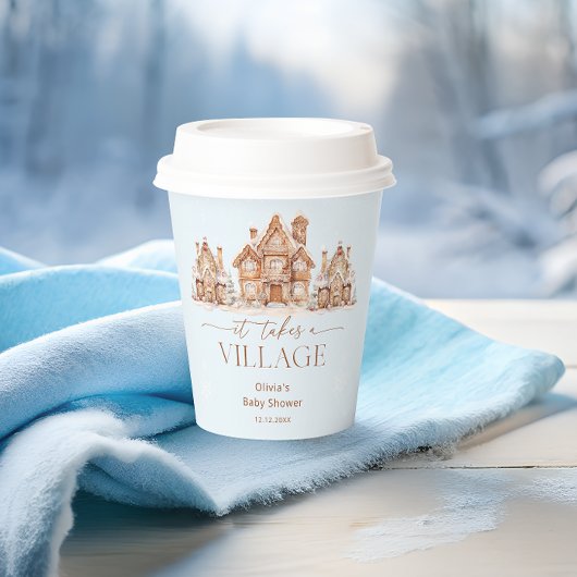 Es braucht eine Village Winter Baby Dusche Pappbecher