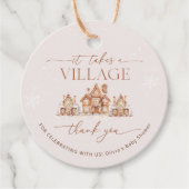 Es braucht eine Village Winter Baby Dusche Vielen  Geschenkanhänger (Vorderseite)