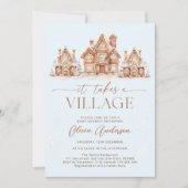 Es braucht eine Village Winter Boy Baby Dusche Einladung (Vorderseite)