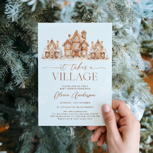 Es braucht eine Village Winter Boy Baby Dusche Einladung