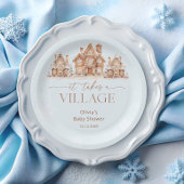 Es braucht eine Village Winter Boy Baby Dusche Pappteller