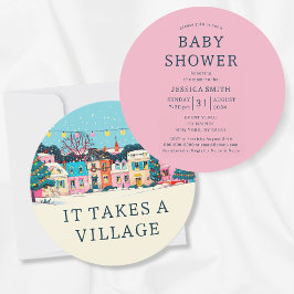 Es braucht eine Village Winter Girl Babydusche Einladung
