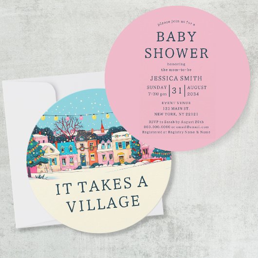 Es braucht eine Village Winter Girl Babydusche Einladung