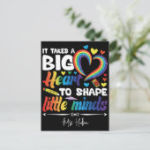 Es braucht großes Herz | Kundenspezifische Lehrerb Postkarte (Stehend Vorderseite)