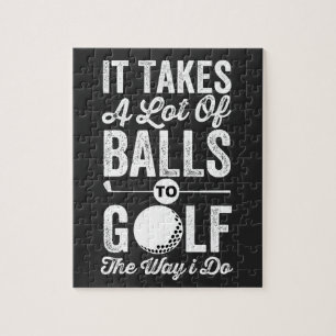 Es braucht viele Bälle, um so zu Golf zu spielen w Puzzle