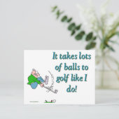 Es braucht viele Bälle zum Golf wie ich Postkarte (Stehend Vorderseite)