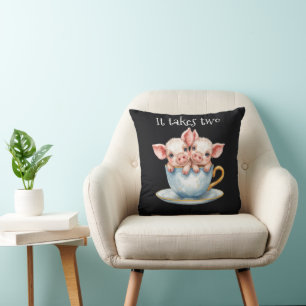 Es braucht zwei Teacup-Ferkel Kissen