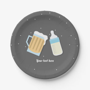 Es braut sich ein Baby Brauerei Bier Tassen Grau B Pappteller