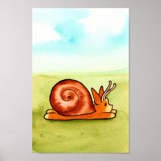Es-Corg-O Snail Corgi Wasserfarbe Druckplakat Poster (Vorne)