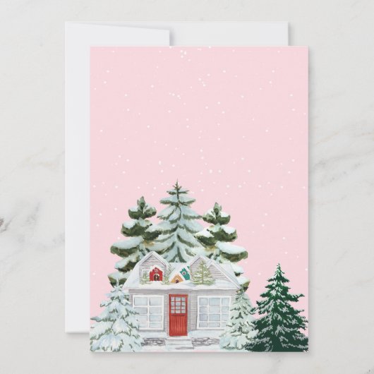 Es dauert ein Dorf Winter rosa Babydusche Einladung (Rückseite)