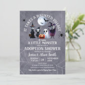 Es dauert Spuk Dorf Halloween Adoption Dusche Einladung (Stehend Vorderseite)