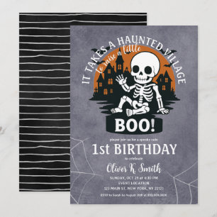 Es dauert Spuk Village Halloween 1. Geburtstag Einladung