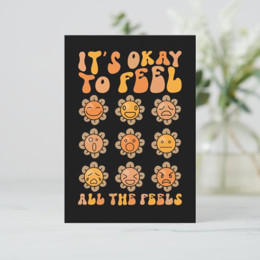 Es fällt ihm ein, alle Gefühle der psychischen Ges Dankeskarte (Stehend Vorderseite)