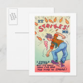 Es fällt mir auf, Cartoon Mann Bowling Postkarte (Vorne/Hinten)