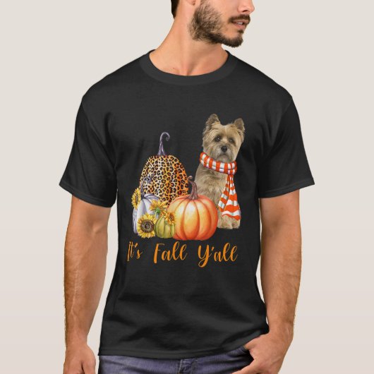 Es fällt Y all Cairn Terrier Dog Leopard Pumpkin T-Shirt (Vorderseite)