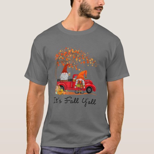 Es fällt Y alle Niedlichen Gnome Pumpkin Herbst T-Shirt (Vorderseite)