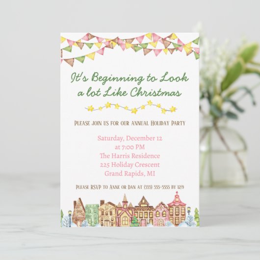 Es fängt an, viel wie Weihnachts-Party auszusehen Einladung (Stehend Vorderseite)