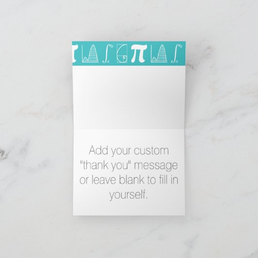 Es fügt oben im Türkis dankt Ihnen zu kardieren Dankeskarte (Innenseite)