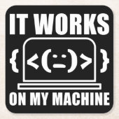 Es funktioniert auf meiner Maschine Funny Coder un Rechteckiger Pappuntersetzer (Vorderseite)