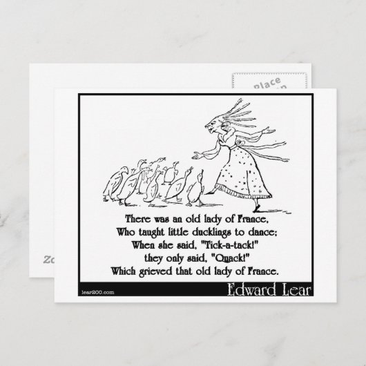 Es gab eine alte Dame in Frankreich Postkarte (Vorne/Hinten)