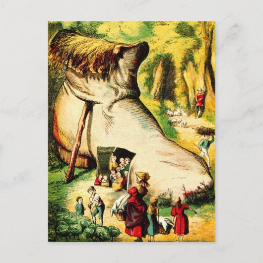 Es gab eine alte Frau, die in einem Schuh lebte Postkarte (Vorderseite)