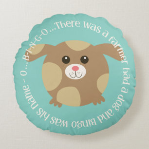 Es gab einen Bauer, der ein Hundebissen trug Rundes Kissen