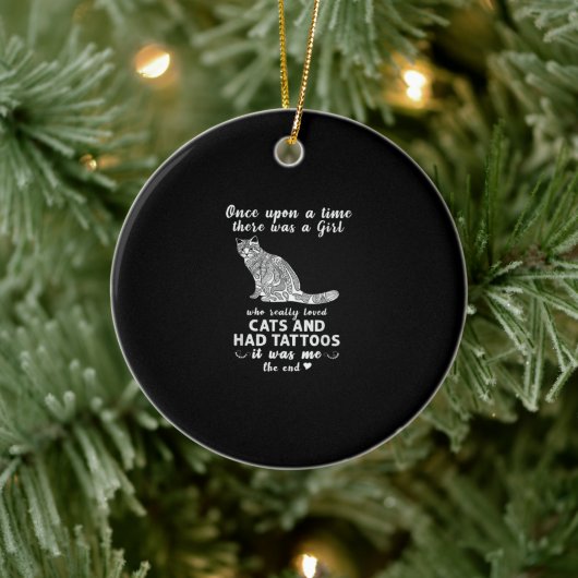 Es gab einmal ein Mädchen liebte Katzen und ich Keramik Ornament (Baum)