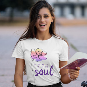 Es Geht Meiner Seele Gut Pink Floral Christlich T-Shirt