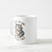 "Es geht mir gut. Alles ist gut." Frantic Cat Kaffeetasse (Vorderseite Links)