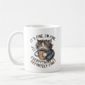 "Es geht mir gut. Alles ist gut." Frantic Cat Kaffeetasse (Links)