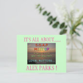 ES GEHT UM......, ALEX PARKS ! POSTKARTE (Stehend Vorderseite)