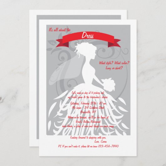 Es geht um die Einladung des Kleides (Vorne/Hinten)