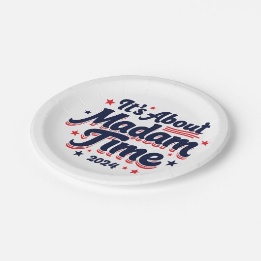 Es geht um Frau Time Kamala Harris Ekection Pappteller (Schrägansicht)