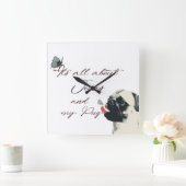 Es geht um Jesus und meinen Mops Quadratische Wanduhr (Zuhause)