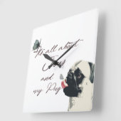 Es geht um Jesus und meinen Mops Quadratische Wanduhr (Winkel)