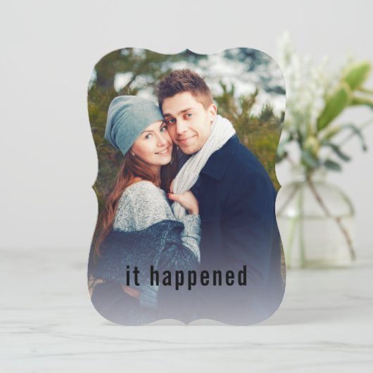 Es geschah Minimal Foto nur verheiratet Empfang Einladung (Stehend Vorderseite)