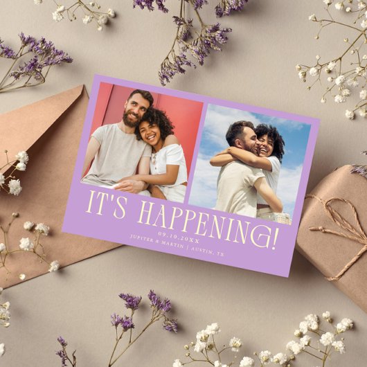 Es geschieht 2-Foto-Wisteria-Hochzeit Save The Date