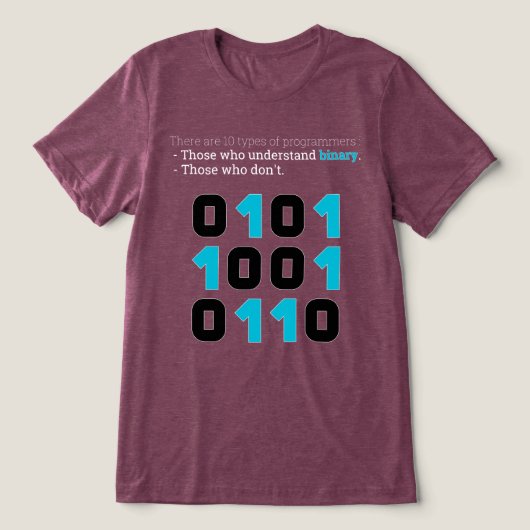 Es gibt 10 Arten von Programmierern – Binärer Witz Tri-Blend Shirt (Design Vorderseite)