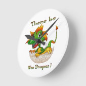Es gibt Drachen Runde Wanduhr (Winkel)