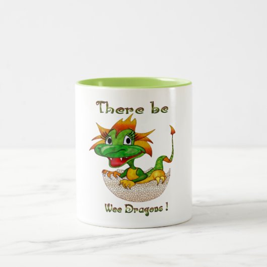 Es gibt Drachen Zweifarbige Tasse (Mittel)