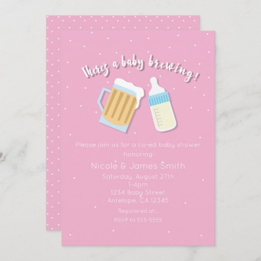 Es gibt eine Babybierbrauerei Tasse Rosa Dusche Einladung (Vorne/Hinten)