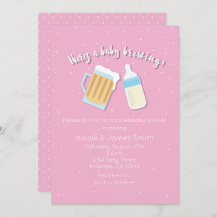 Es gibt eine Babybierbrauerei Tasse Rosa Dusche Einladung