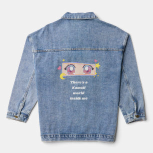 "Es gibt eine kawaii Welt in mir" Druck Denim Jeansjacke